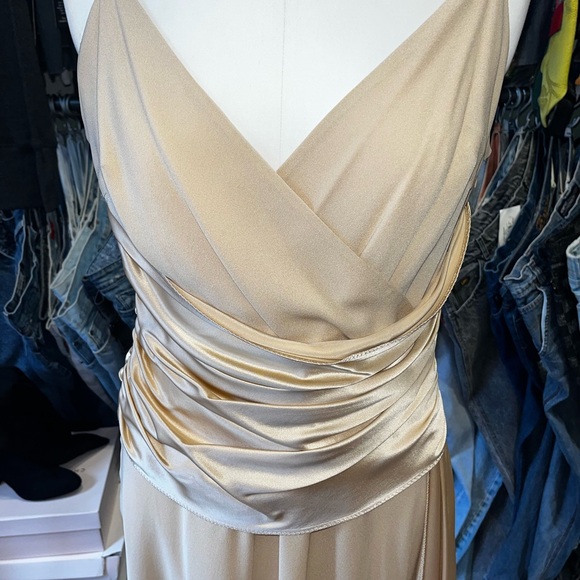 Vintage 90s silk drapped surplis wrap Dress - Picture 2 of 5